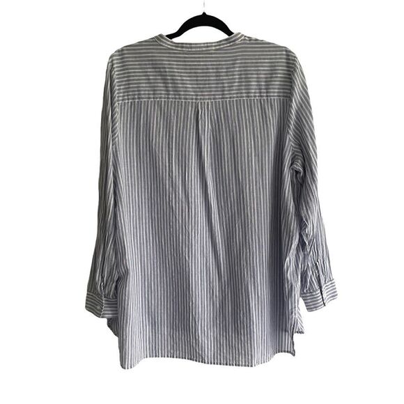 Marks & SPENCER Cotton Striped Button Front Shirt Blouse Lace Blue White XL - Picture 5 of 7